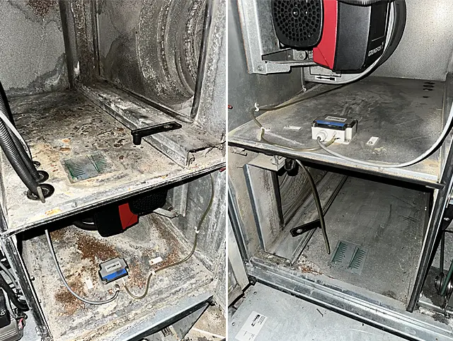 Service av ventilation, före och efter service